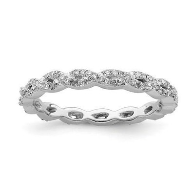 Pre-owned Kabbalah King Platinum Sterling Silver & Diamonds Pave Set Eternity Stackable Band Ring Size 7