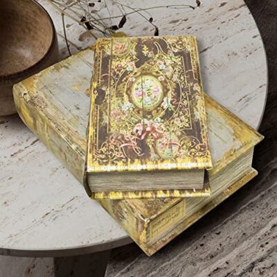 Decorative Book Box Set of 2 Trinket Keepsake Storage Boxes Book Shaped Stora...