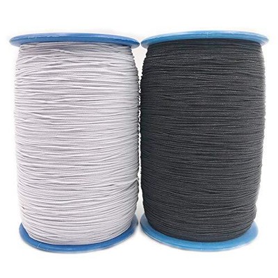 2 Roll 547 Yards 0.5mm Thickness Round Sewing Elastic Thread Black & White