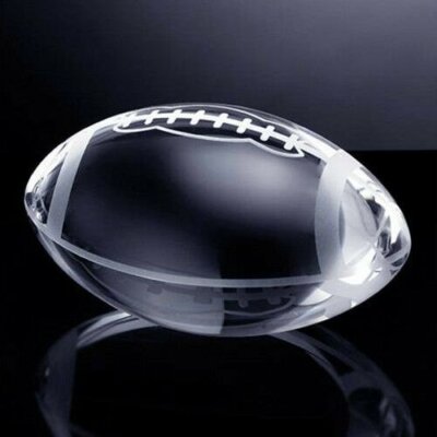 High Quality Crystal Football Paperweight 3.5" with Gift Box