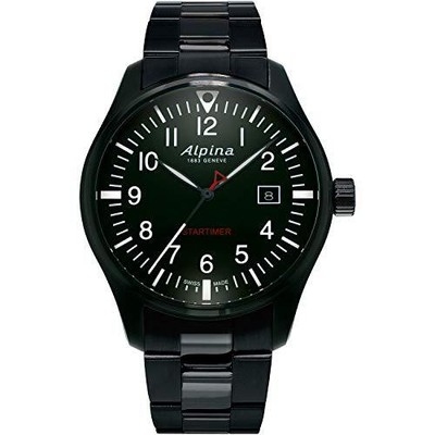 Pre-owned Alpina Men's Swiss Quartz Watch With Steel/black Pvd Strap 18 Al-240b4fbs6b