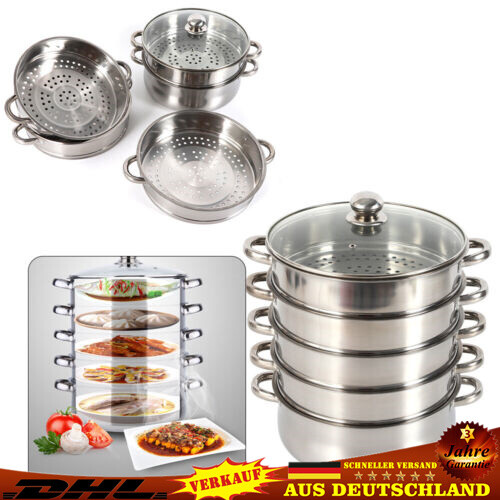 DÃ¤Mpfer Kochtopf Edelstahl 28cm 5 Etagen Dampfgarer Manti-Topf Dampfkocher