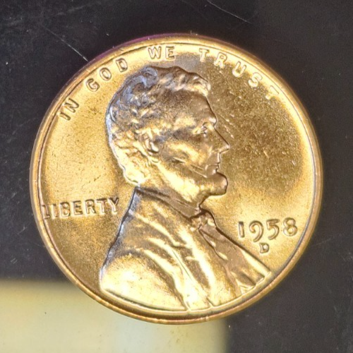 1958 D Lincoln Wheat One Cent 1c Coin Red BU #AB273
