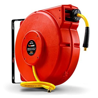 Air Hose Reel Retractable 3/8 Inch X 50 Foot Pvc Hose Max 30