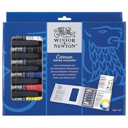 Winsor & Newton Cotman Water Colours Tips Techniques Art Painting Set 8 Pc