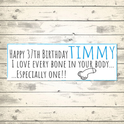 2 PERSONALISED 800 x 297mm HUMOROUS EVERY BONE ESPECIALLY ONE BIRTHDAY BANNERS