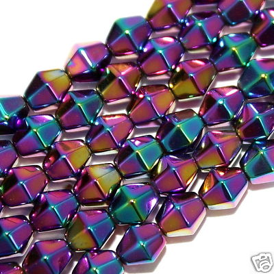 Magnetic Hematite Stone Jewelry Bracelet Beads Rainbow Bicone 6mm Bead Str HR10