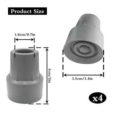 Cane Tips 3/4 Inches ,Reinforced Rubber Chair Tips for Walking 4 Pack Heavy Duty