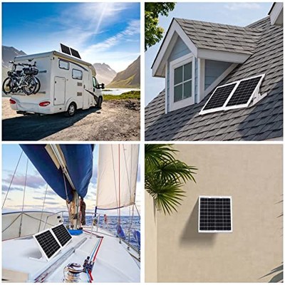 YAARZAR 20 Watt 12V Solar Panel Kit with Adjustable Solar Panels Tilt Mount B...