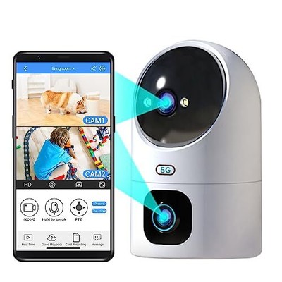 JOOAN 5G/2.4G Dual Lens Security Camera2Kx2 Pan Tilt Zoom Wi