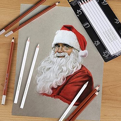 Dyvicl White Charcoal Pencils Drawing Set 6 Pcs Sketch Highlight Pencil Hard ...