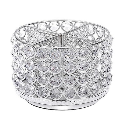 Crystal 360 Degree Rotating Desk Organizer Decorative Storage Box with 4 Comp...