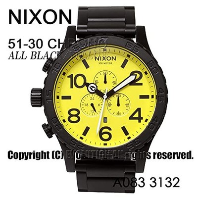 Pre-owned Nixon [] Watch 51-30 Chrono: All Black/yellow A083-3132-00 Men's