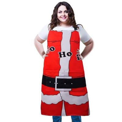 Christmas Plus Size Adjustable Long Ties Bib Apron with 2 Pockets Color 40#