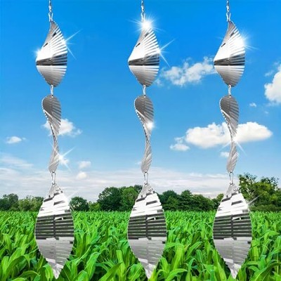 Bird Scare Discs Devices, Bird Reflectors to Keep Birds Away, Metal Wind Silver