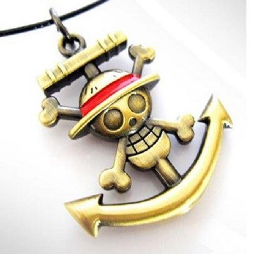 Gold One Piece Skull Anchor Logo Necklace Ebay