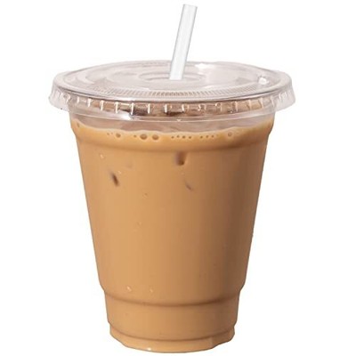 Clear plastic cups with flat Lids Disposable Coffee Cups Drinki