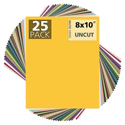25 Pack Mixed Colors Uncut Mat Boards DIY Framing Mats Photo Assorted Colors