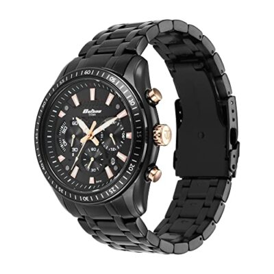 Pre-owned Titan Analog Black Dial Men's Watch-90077km04