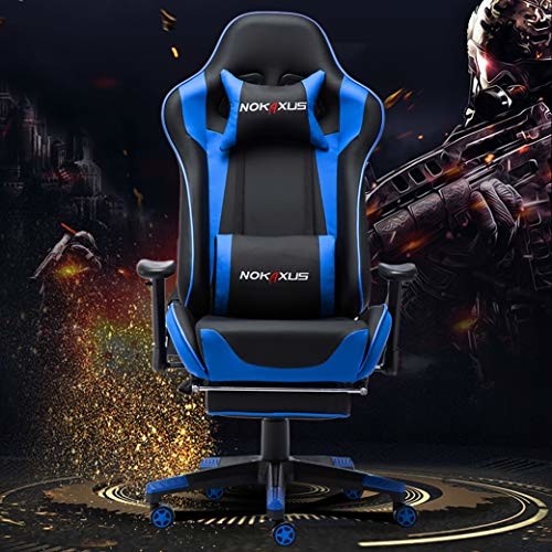 Nokaxus Gaming Chair Large Size High-Back Ergonomic Racing Seat with Massager Lu
