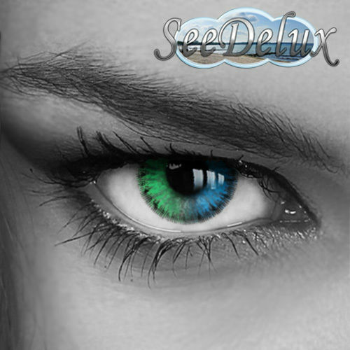 *Rainbow* Farbige Jahres Kontaktlinsen mit STÄRKE - Blau - Grün - Grau -