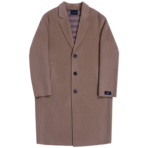 Pre-owned Handmade B Seoul  Mens Wool Cashmere 30% Duck Down Duble Face Over Coat Jacket In Beige