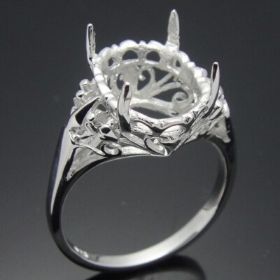 Sterling Silver 925 Unique Engagement Wedding Fine Ring 12x9mm Oval Semi Mount