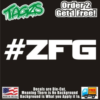 #ZFG Zero Fu*ks Given Funny DieCut Vinyl Window Decal Sticker Car Truck SUV JDM