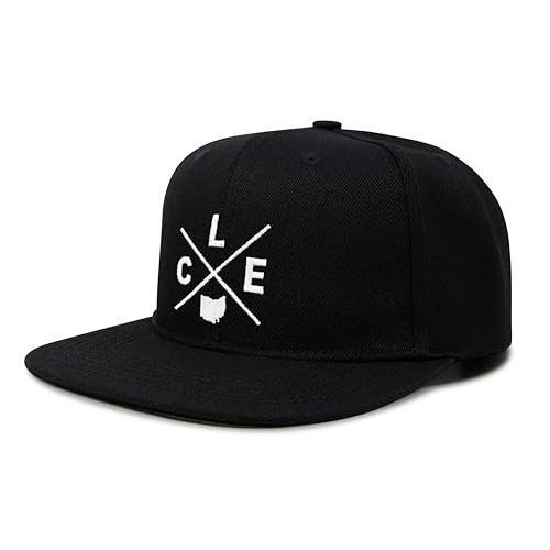 Cleveland CLE Hat for Men Women – Snapback Trucker Baseball Cap (Black Flatbill)