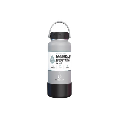HydroClear 32oz STAINLESS STEEL HANDLE CAP WITH SILICONE BOOT -GREY/BLACK-