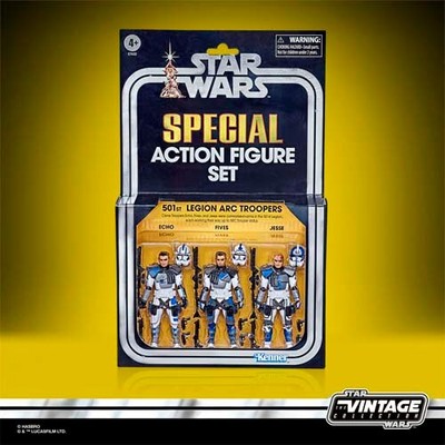 HASBRO CLONE WARS VINTAGE COLLECTION 501st LEGION ARC TROOPER SET 3–10CM ,SEALED