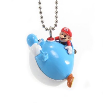 Super Mario Galaxy 2 Gashapon 1.5'' Keychains - Mario on a floating Blue Yoshi