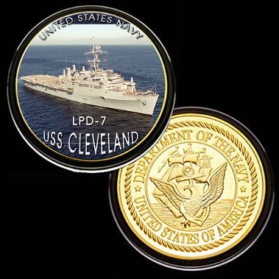 U.S. United States Navy | USS Cleveland LPD-7 | Gold Plated Challenge Coin