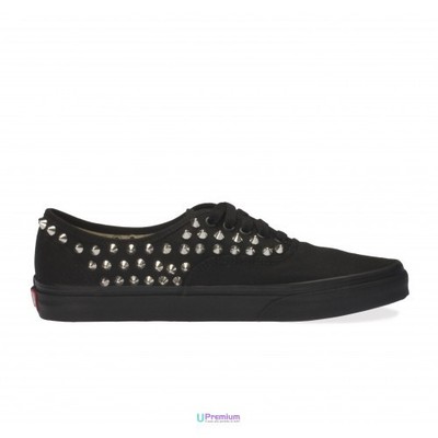 Vans Gymnastik Authentisch Alle Schwarz Klassische Stachel Silber [Brauch]