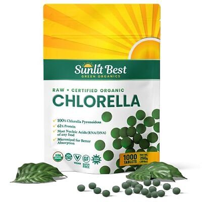 Sunlit Best USDA Organic Premium Chlorella Tablets 1000 Tabs | 100% Pure Chlo...