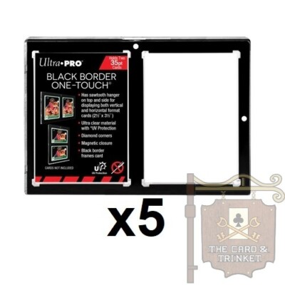 5x Ultra PRO 2-Card One-Touch 35pt Black Border Magnetic Card Display Holder UV