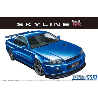 Aoshima 1/24 Scale The Model Car(8) Kit Nissan Skyline GT-R R34 V-Spec II JAPAN