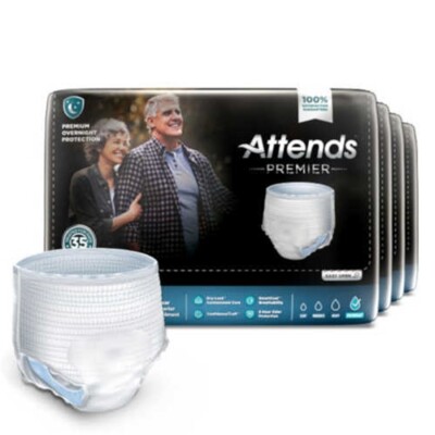 Attends Premier ALI-UW20 Adult Underwear, Medium, Heavy Absorbency, Case of 72