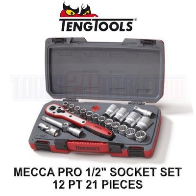 Teng Tools 21pc 1/2 Square Drive Metric Socket Set 10 - 32mm T1221