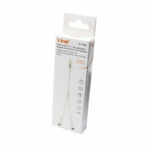 Cavo Adattatore Audio Da Lightning Iphone 2 Aux Jack 3,5mm Femmina Linq ip-7729