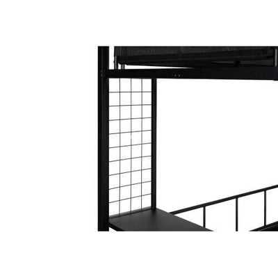 Twin over Full Bunk with Shelves & Grid Panel Sturdy Metal Bed Frame