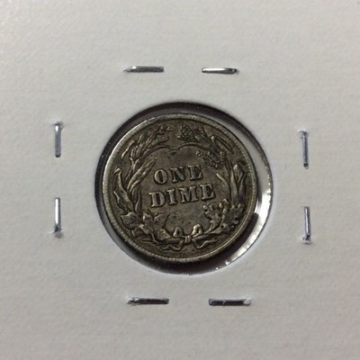 1902 10C Barber Silver Dime in AU++ Condition with Rainbow Toning