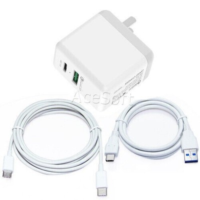 2-Port PD3.0 + USB QC3.0 Adapter Charger + 2x Cable for Samsung Galaxy S9+ G965U