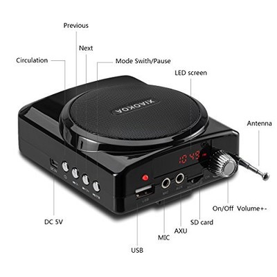 XIAOKOA 2.4G 40m Stable Wireless Voice Amplifier with Headset and Handheld 2 in