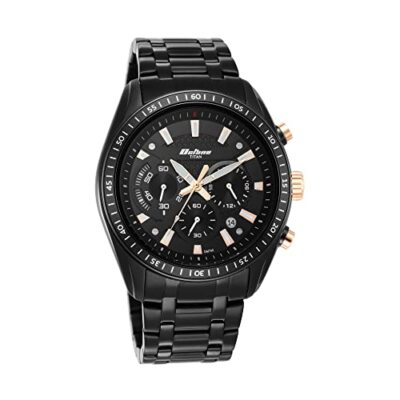 Pre-owned Titan Analog Black Dial Men's Watch-90077km04