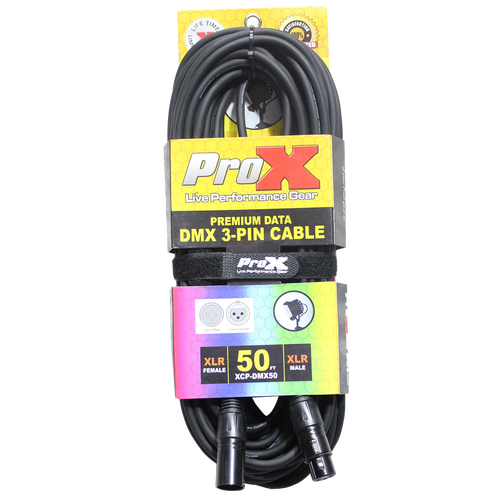 LOT OF 24 - 50' PROX DMX CABLES w/ strap! 3-pin PRO X PREMIUM 2 DOZEN 50 foot