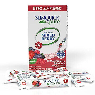 Slimquick Pure 3X Extra Strength Mixed Berry Drink Mix Keto Weight Loss Diet