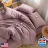 Face Two Face Bedding Duvet Cover Set 3 Pieces 100% Washed Cotton Duvet Cover Linen Like Textured Breathable Durable Soft Comfy (California King, Purple Bean Paste)