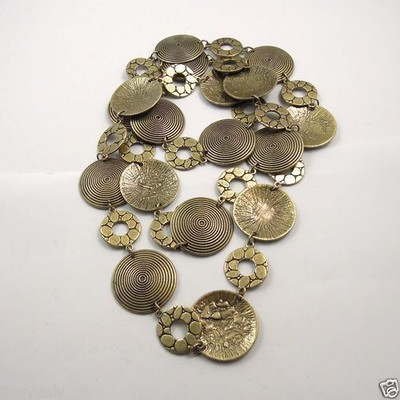 Vintage Bronze Tone  Retro Round Circle Necklace Sweater Chain 1M Finding