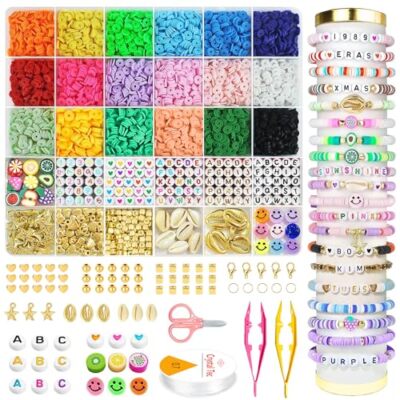  Stocking Stuffers for Kids Girls - 5300 Clay Beads Bracelet Making Kit,Arts 